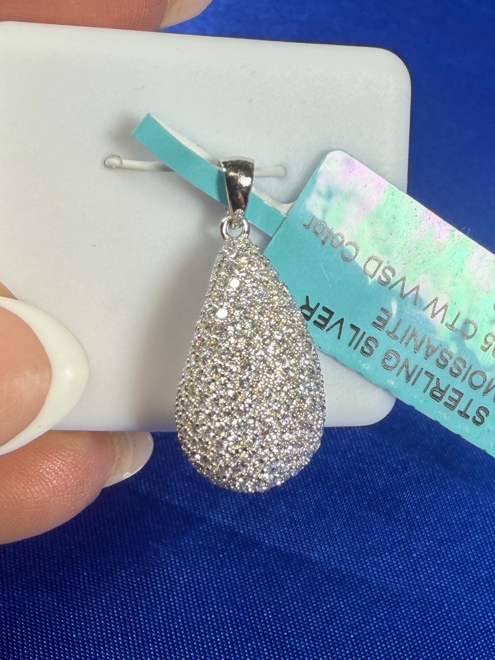 Moissanite Pave’ Pendant 925 Sterling Silver